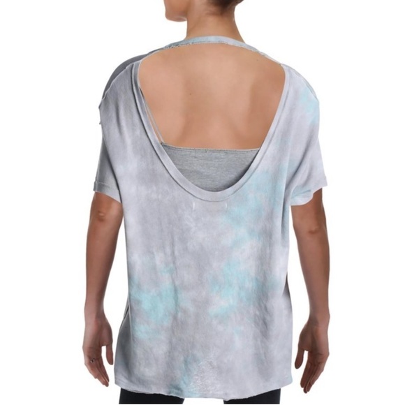 FREE People Tie Dye Cut Out Back Slouchy Boho Tee Size Large - Picture 5 of 14